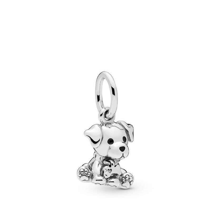 Pandora Labrador Puppy Dangle Charm Ireland - Sterling Silver/Enamel/Black - 270196CLW